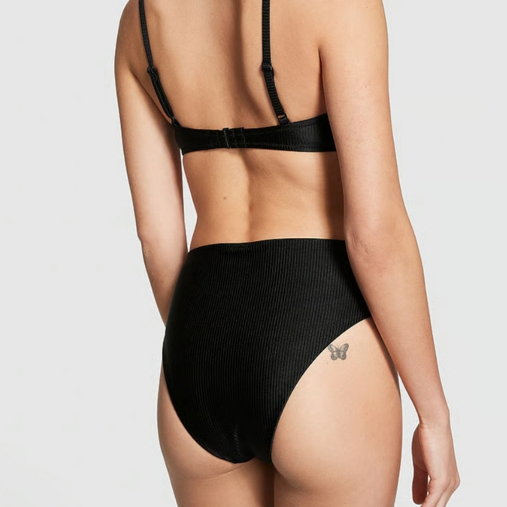 NWT PINK High-Waist Cheeky Bikini Bottom